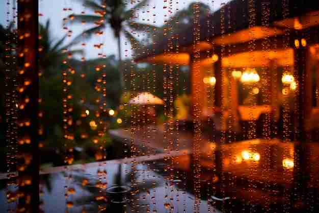 Christmas lights stop working when it rains, showing wet floors outdoors with glowing holiday lights, highlighting how to protect Christmas lights from rain and wet weather